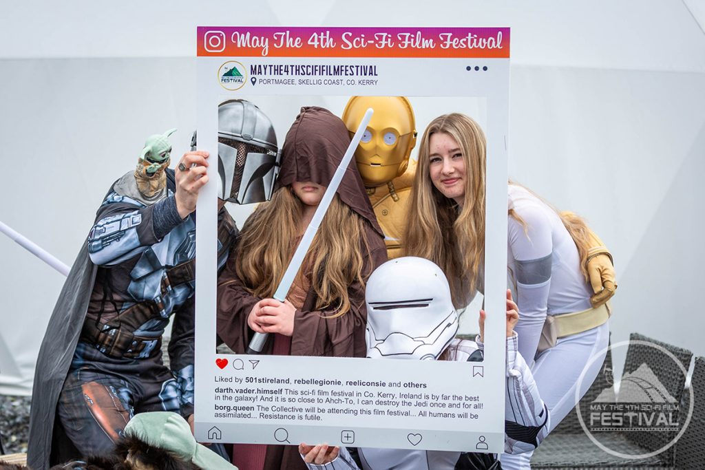 Posing with an instagram sign