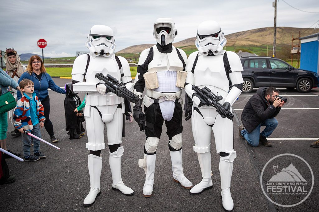Three stormtroopers with different armour