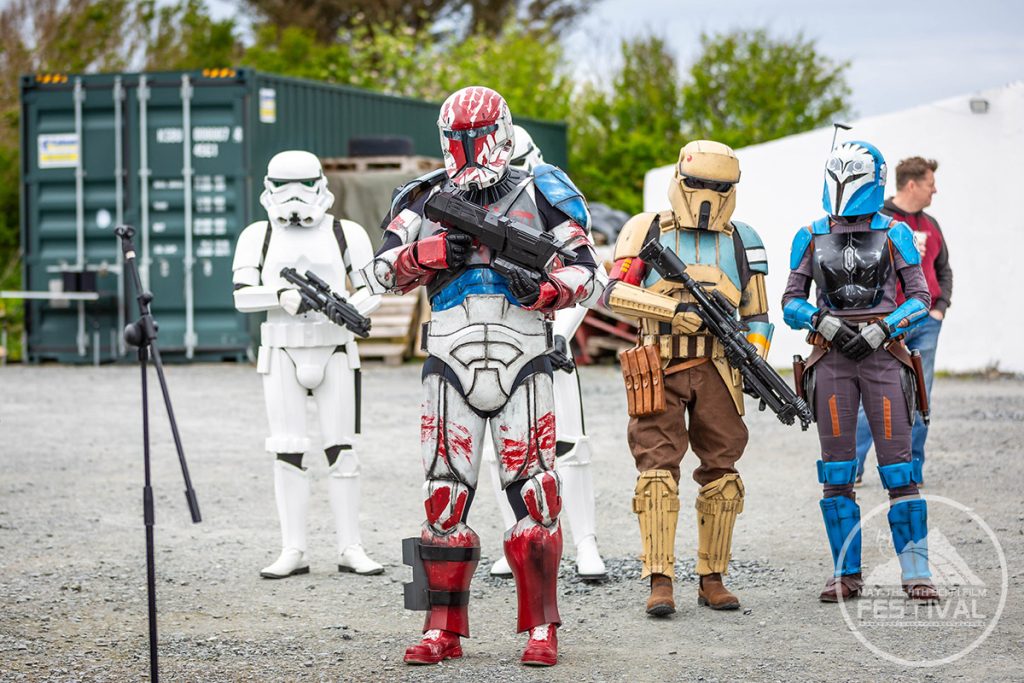 A stormtrooper with red paint