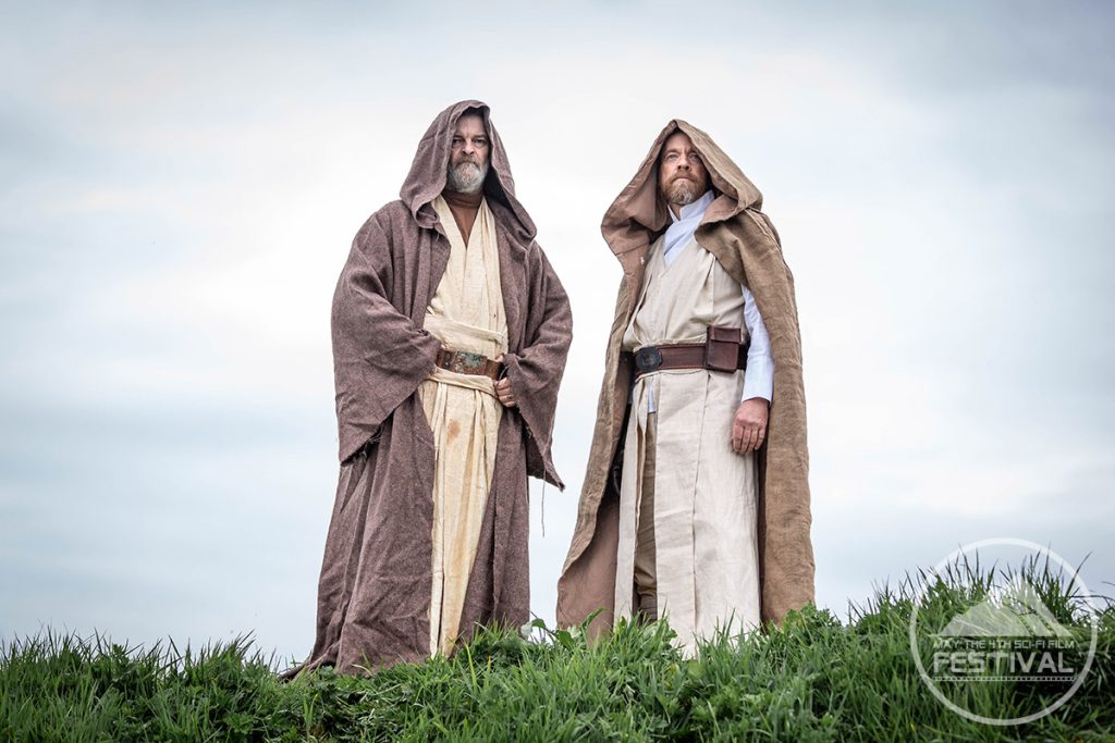 Two men dressed up as star wars characters